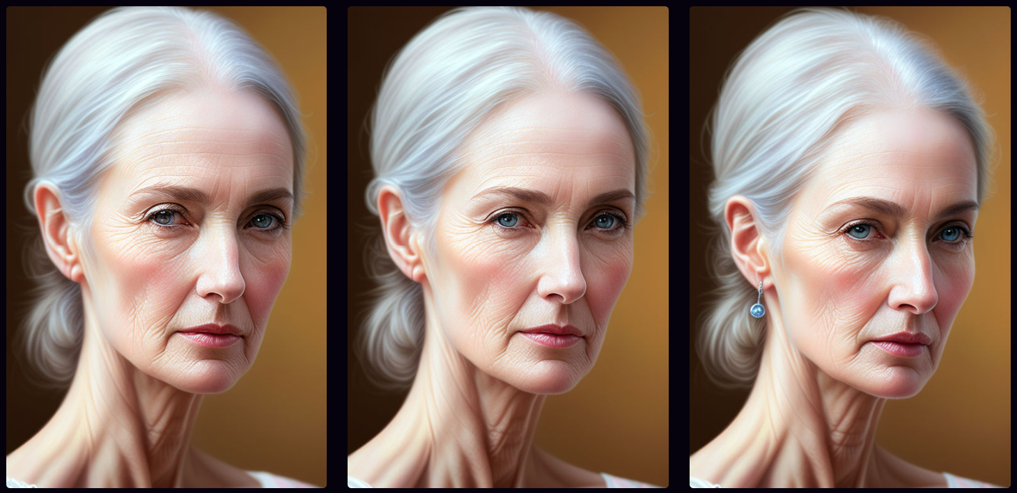 Images of a woman aging from 50 to 48