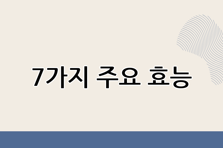 7가지 주요 효능