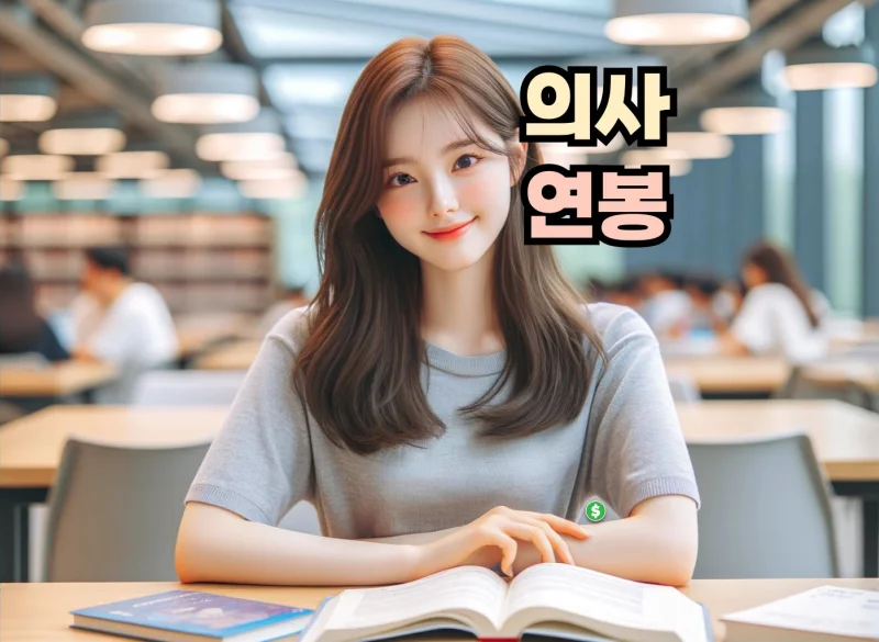 의사되는 과정과 연봉을 도서관에서 소개하는 모습