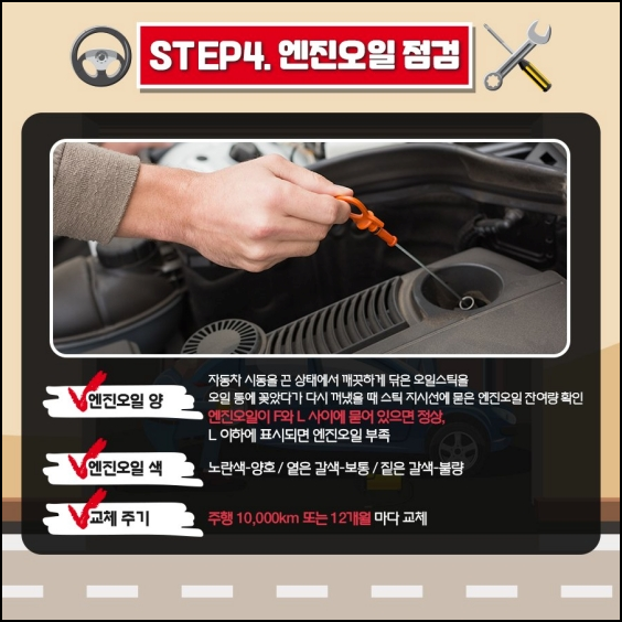 장거리 운행 안전점검 4단계 (엔진오일 점검)