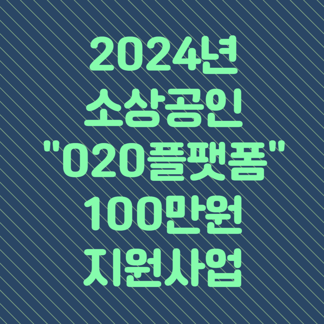 2024년 소상공인 020플랫폼 100만 원 지원사업 모집