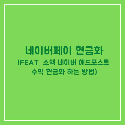  네이버페이 포인트 현금화(feat. 네이버 애드포스트 소액 수익 현금화하는 방법)