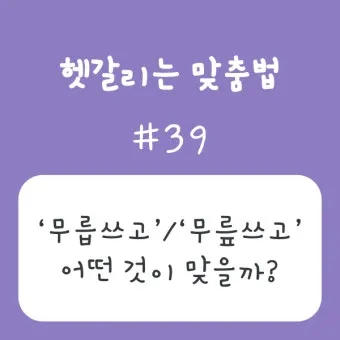 무릎쓰고 무릅쓰고 맞춤법 맞는 표현 예시_7