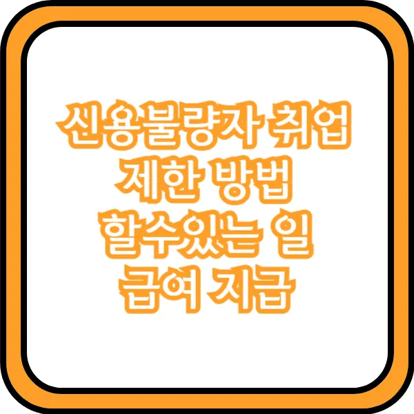  신용불량자 취업 제한 방법 할수있는 일 급여 지급