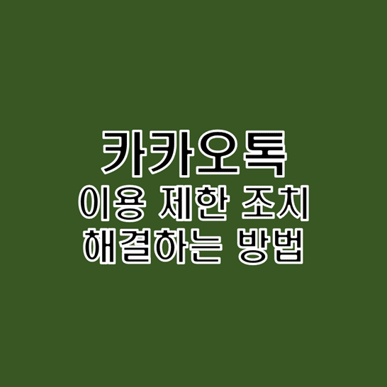 카카오톡 이용제한 조치 해제 해결하는 방법