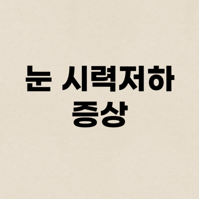 눈 시력저하 증상
