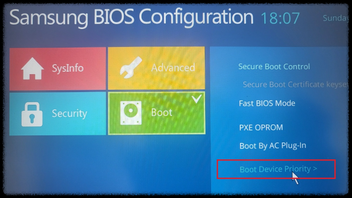 Bios Boot Device Priority 선택