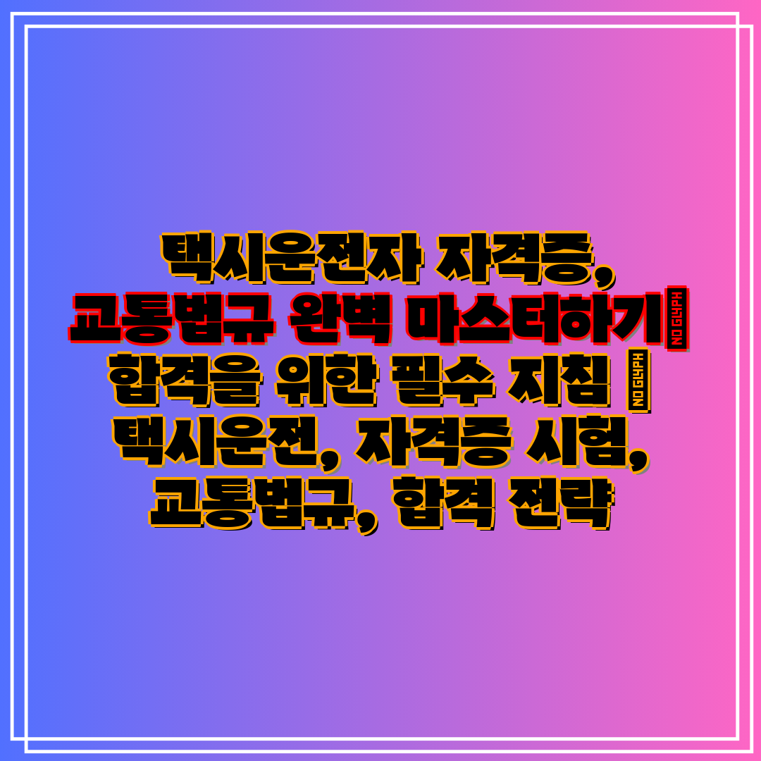 택시운전자 자격증, 교통법규 완벽 마스터하기 합격을