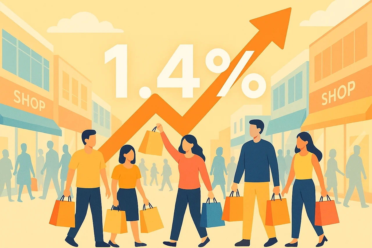 Ai이미지. 미국 소매판매 지표 1.4% 상승을 시각적으로 표현한 가상 이미지