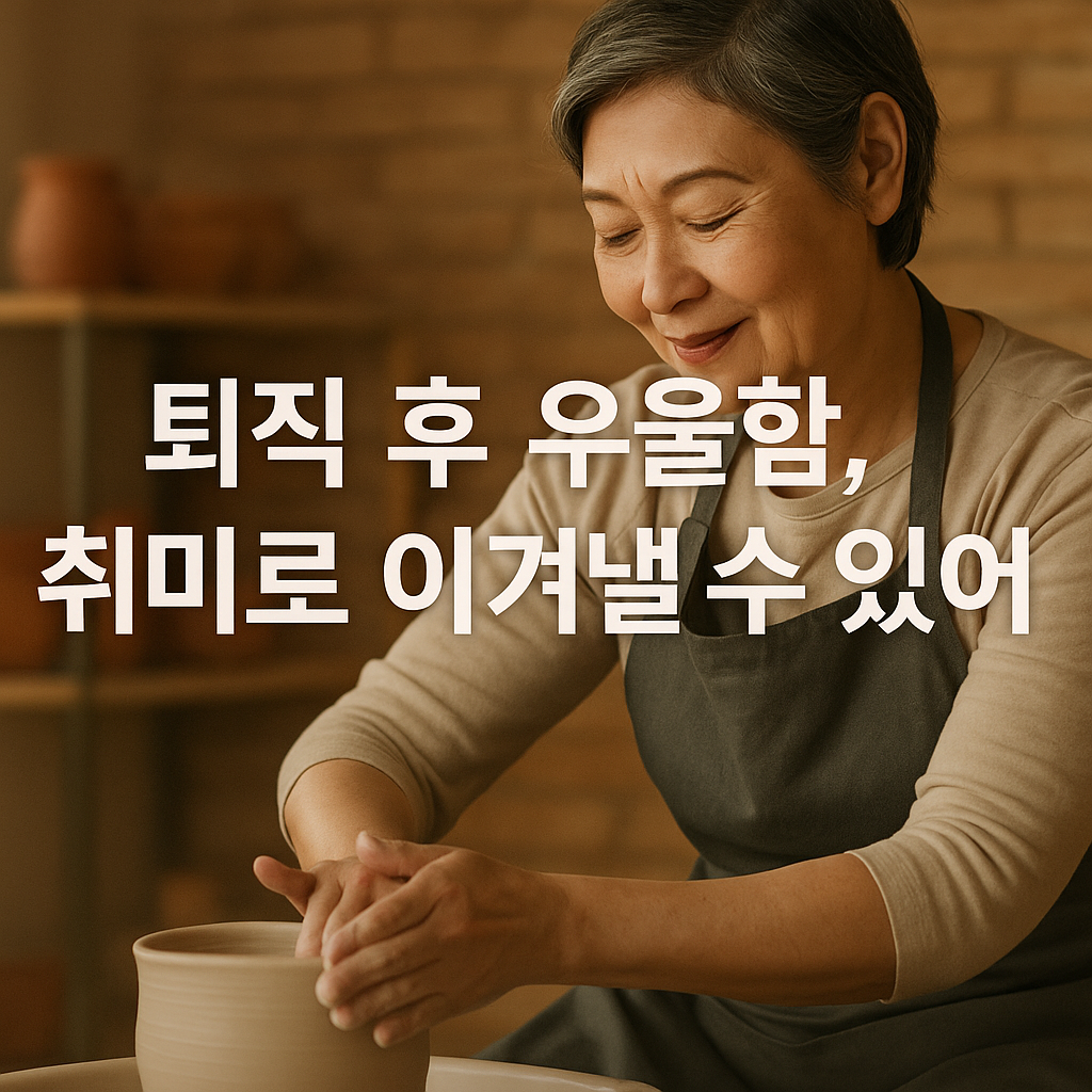 퇴직 후 취미로 도자기를 빚으며 마음을 회복하는 이미지