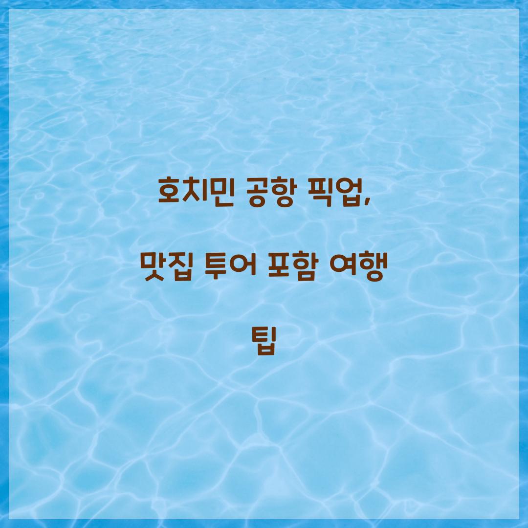호치민 공항 픽업