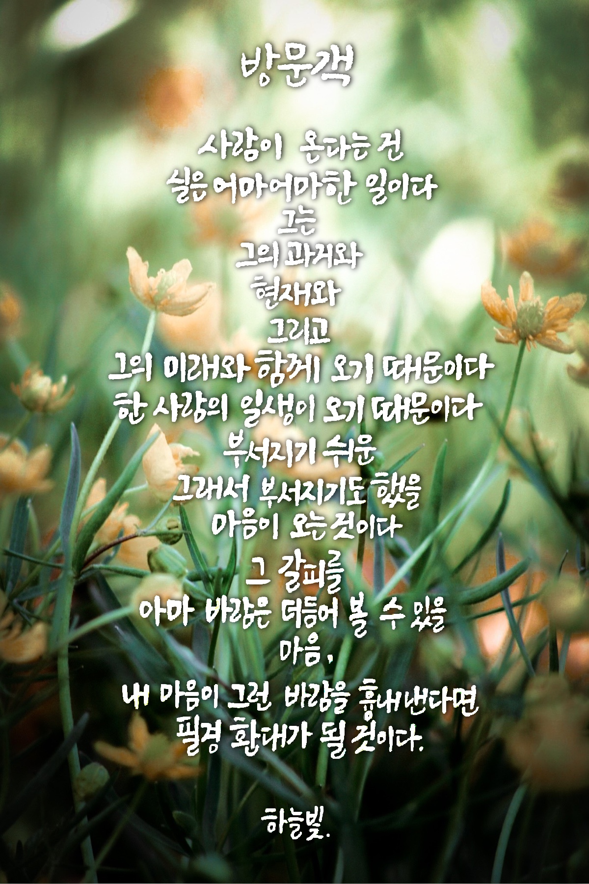  ‘이번 생은 처음이라’에 수록된 정현종 시인의 방문객, 사람이 온다는 건 실은.