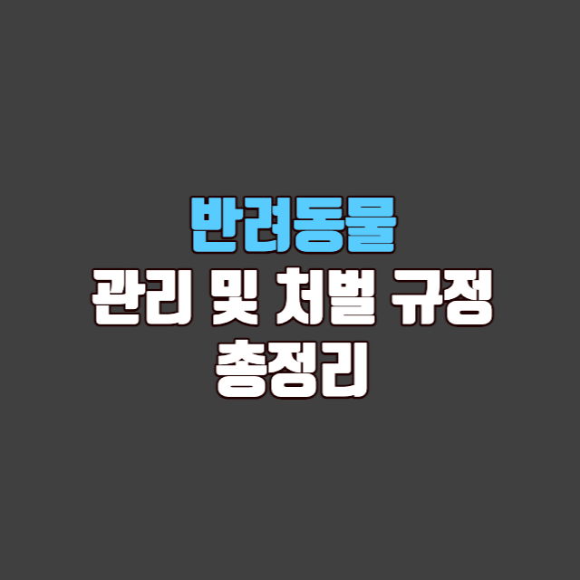 반려동물 관리 및 처벌 규정 총정리