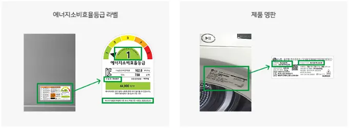 의류건조기 라벨 예시 사진