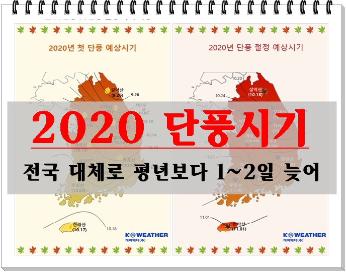  2020 단풍시기, 2020년 첫 단풍 및 단풍 절정 시기 예상