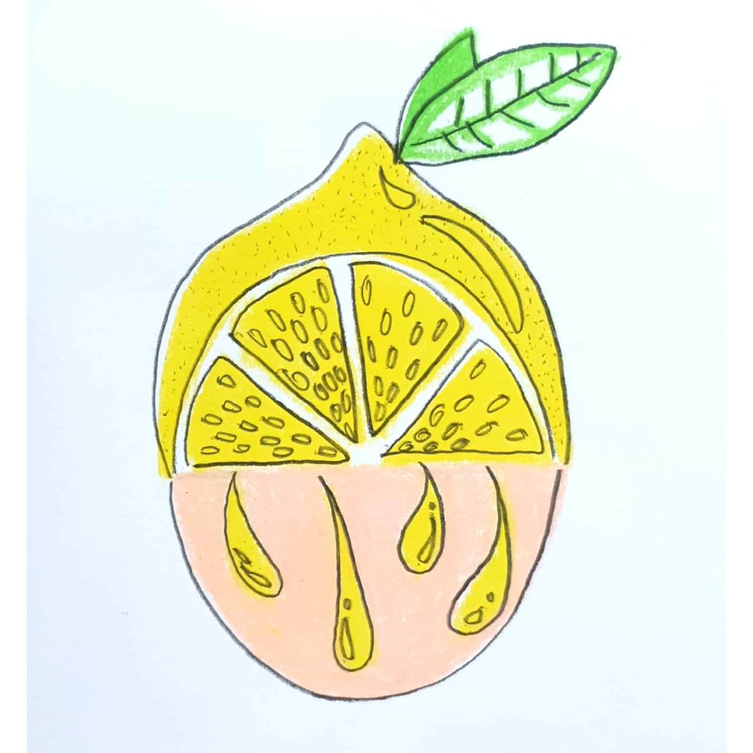  Lemon Face 레몬 얼굴 / 일러스트 그림 드로잉 / 추상화 그리기