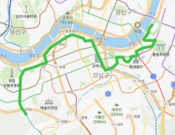  서울 4318 버스노선, 시간표 정보 안내 [남태령역, 이수역, 서울고속버스터미널,  압구정역, 청담역, 잠실역]