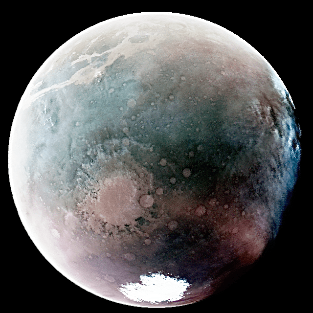 자외선 파장으로 촬영한 화성