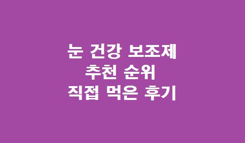 눈영양제 순위