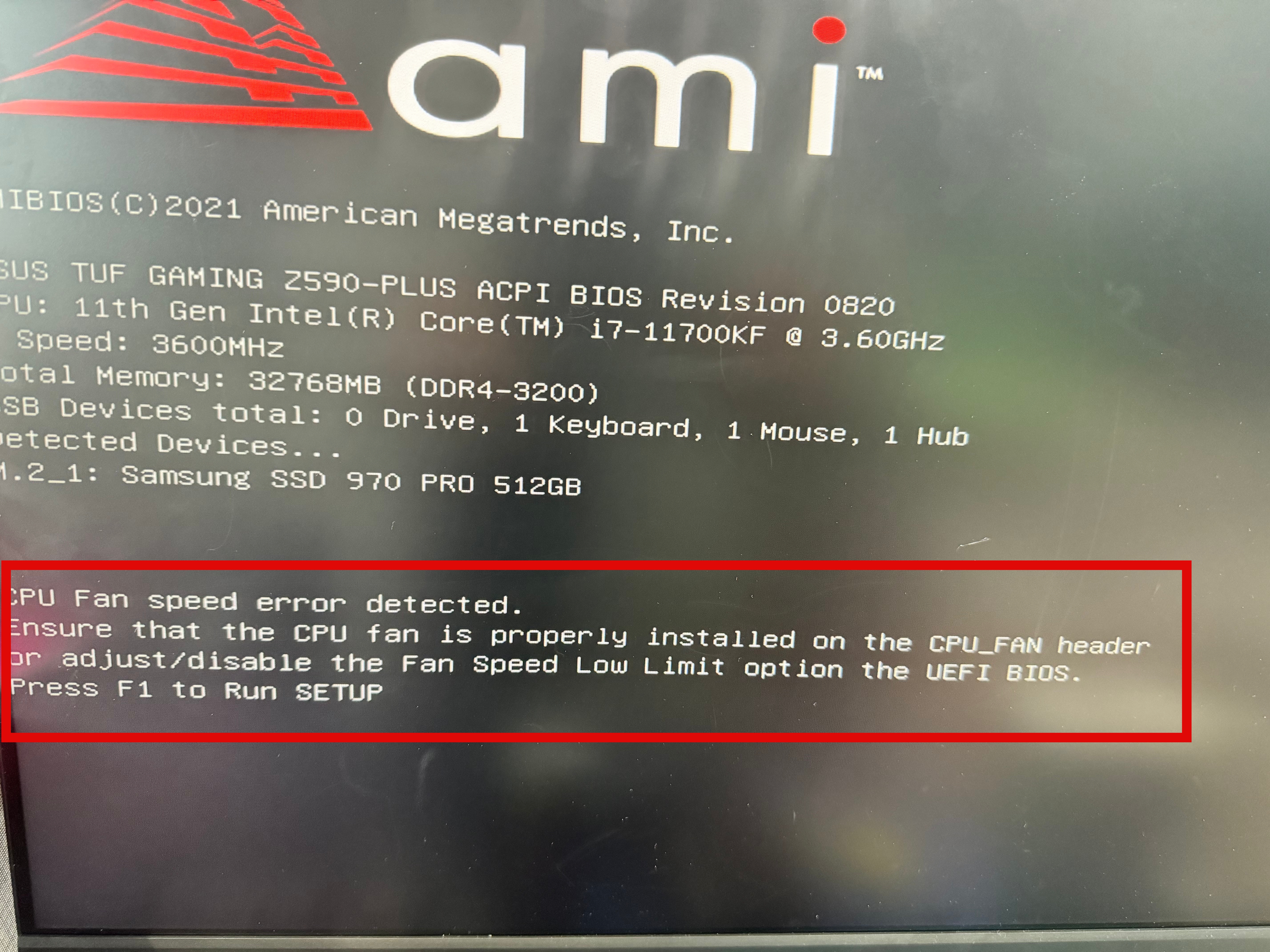 ASUS CPU Fan speed error detected