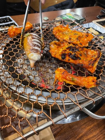 마늘 산낙지 숯불구이