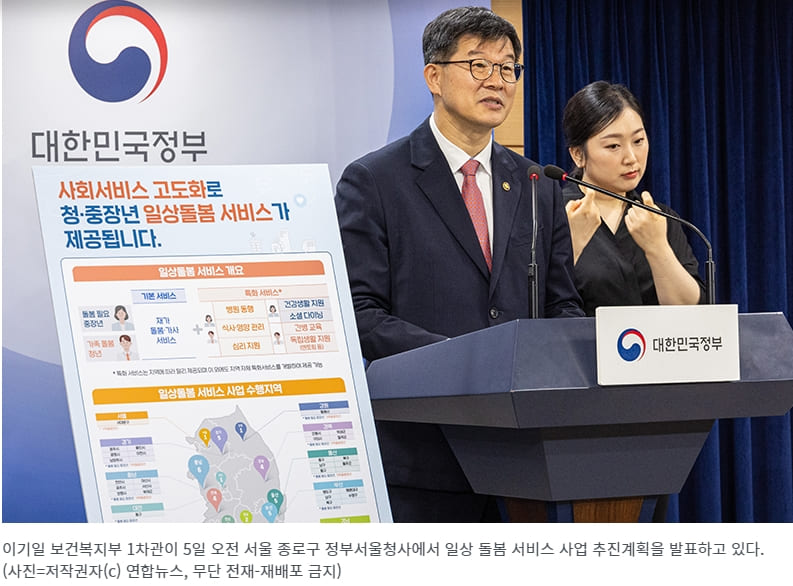  중장년·가족돌봄청년 대상 일상돌봄 서비스: 보건복지부
