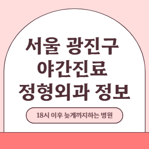 서울 광진구 야간진료 정형외과 병원 (18시 이후 늦게까지하는 병원)