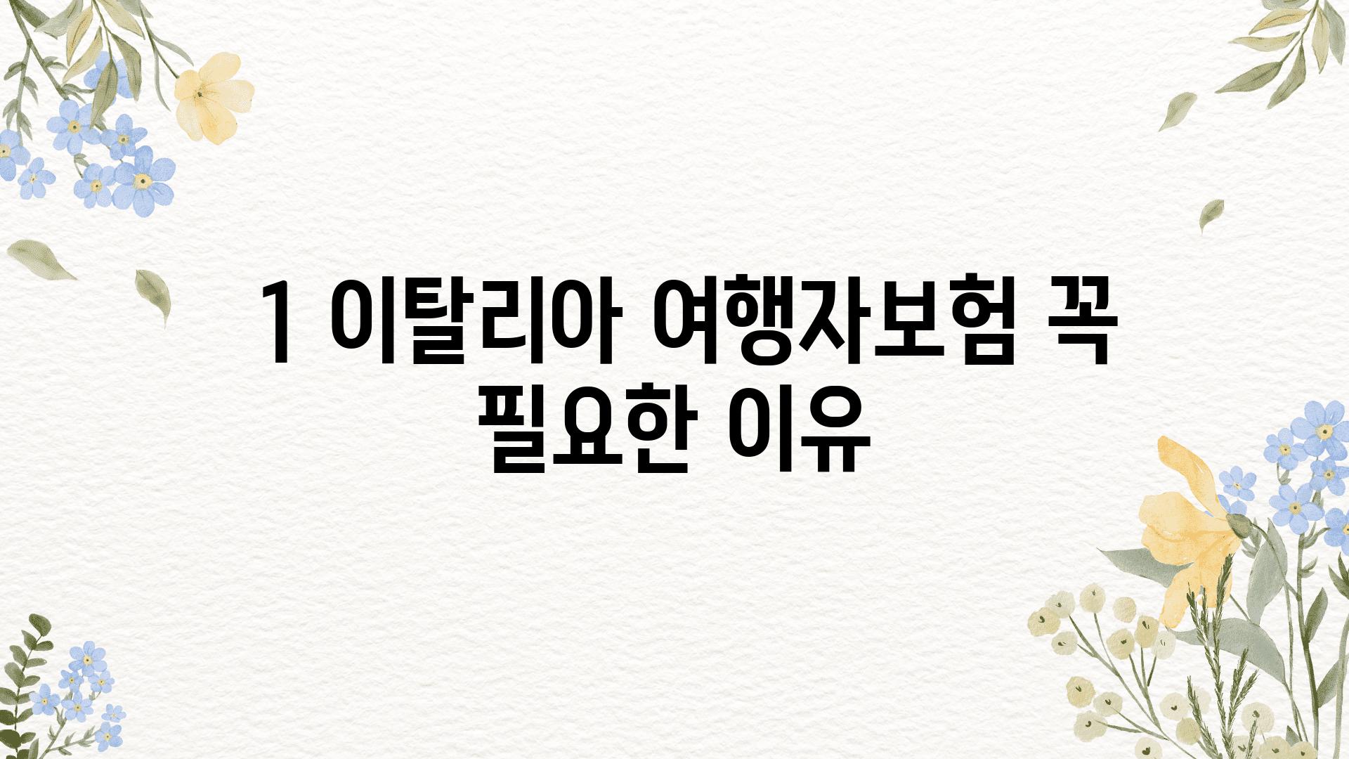  1 이탈리아 여행자보험 꼭 필요한 이유