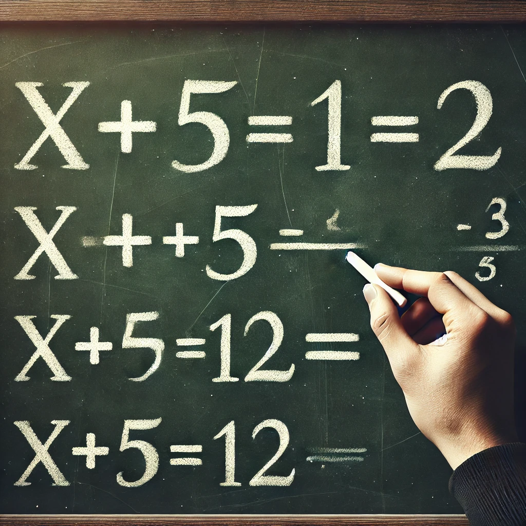 방정식 풀기 예시 - x + 5 = 12