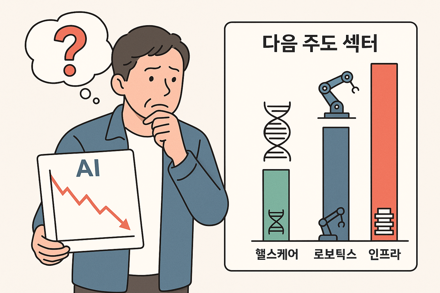 인포그래픽: 주도주 섹터 비교 / AI 테마 피로 원인