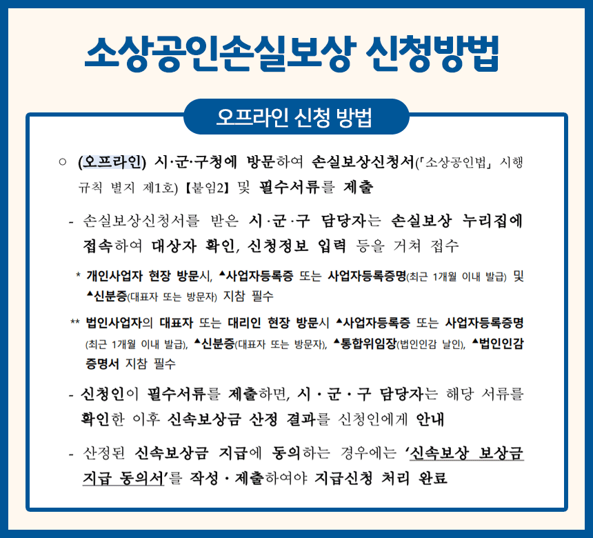 소상공인손실보상오프라인신청방법