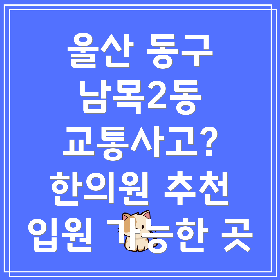 울산 동구 남목2동 교통사고 한의원