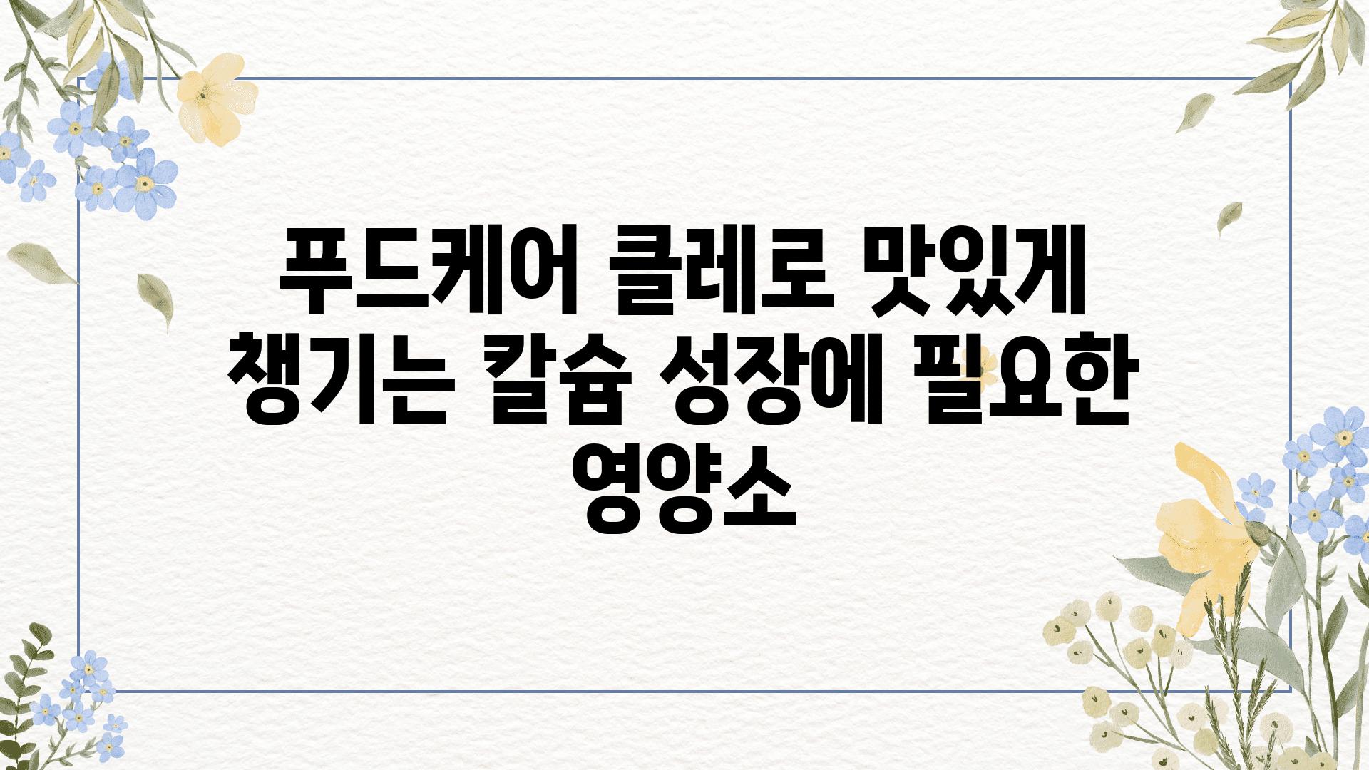 푸드케어 클레로 맛있게 챙기는 칼슘 성장에 필요한 영양소