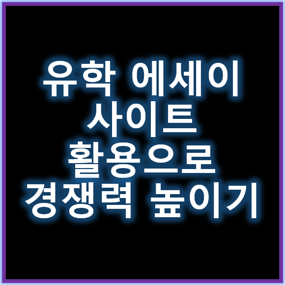 유학에세이 유학사이트&nbsp;활용해 서류 경쟁력 높이기