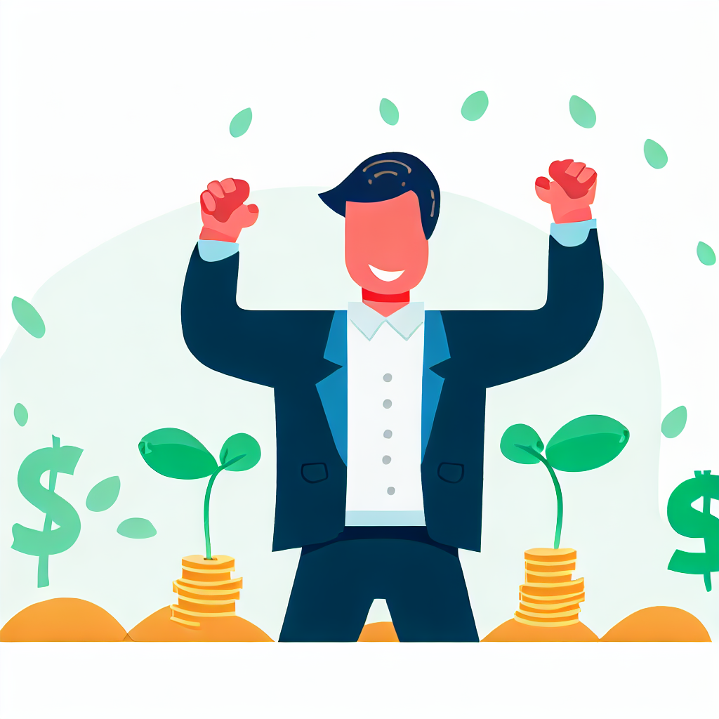 Flat vector style image of a successful investor&#44; embodying the successful investment of seed money.