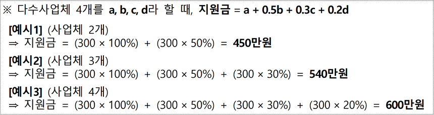 다수 사업체 지원예시