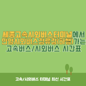 세종고속시외버스터미널에서 안양시외버스정류장(하행) 가는 고속버스_시외버스&nbsp;시간표