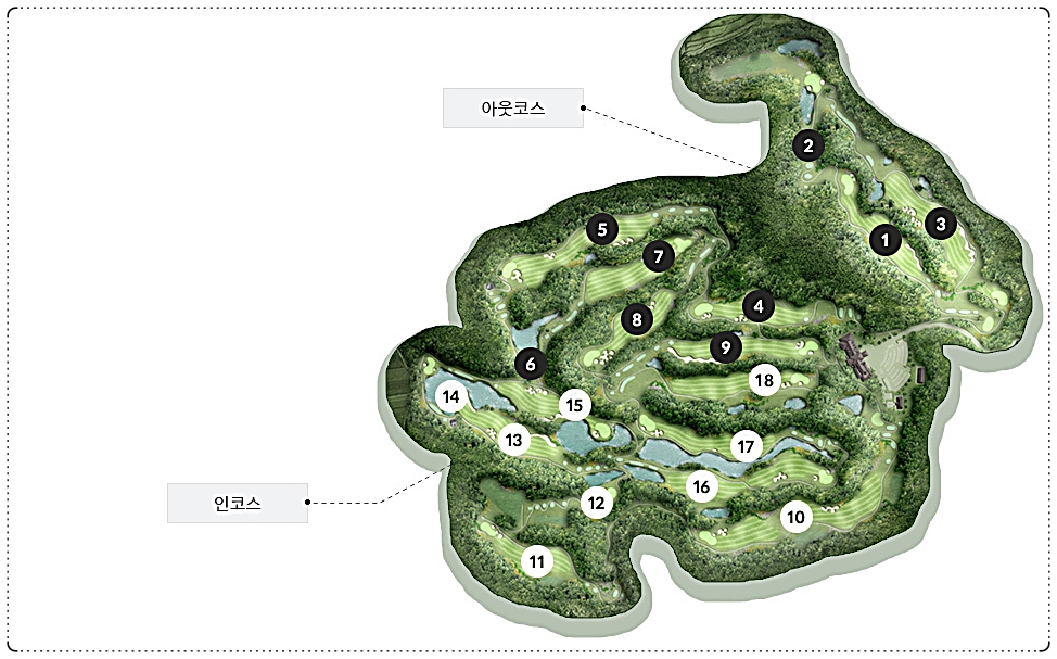 안동리버힐cc (고은cc) 골프 코스 전체 조감도