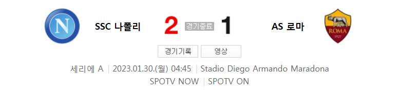  세리에 A 22/23 시즌 20라운드 - 나폴리 VS AS 로마 경기 김민재 하이라이트