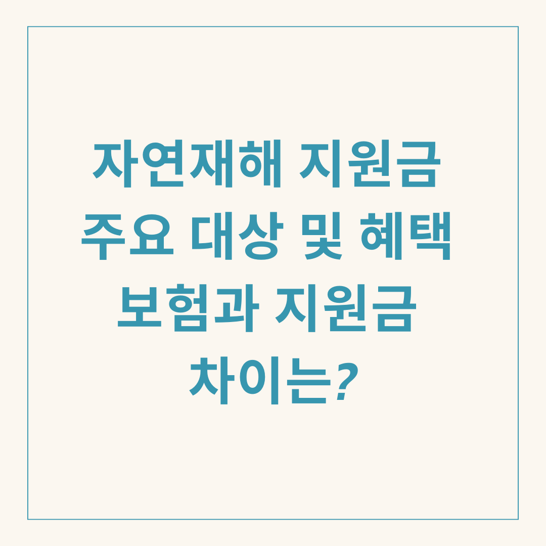 자연재해 지원금 주요 대상 및 혜택 보험과 지원금 차이는?