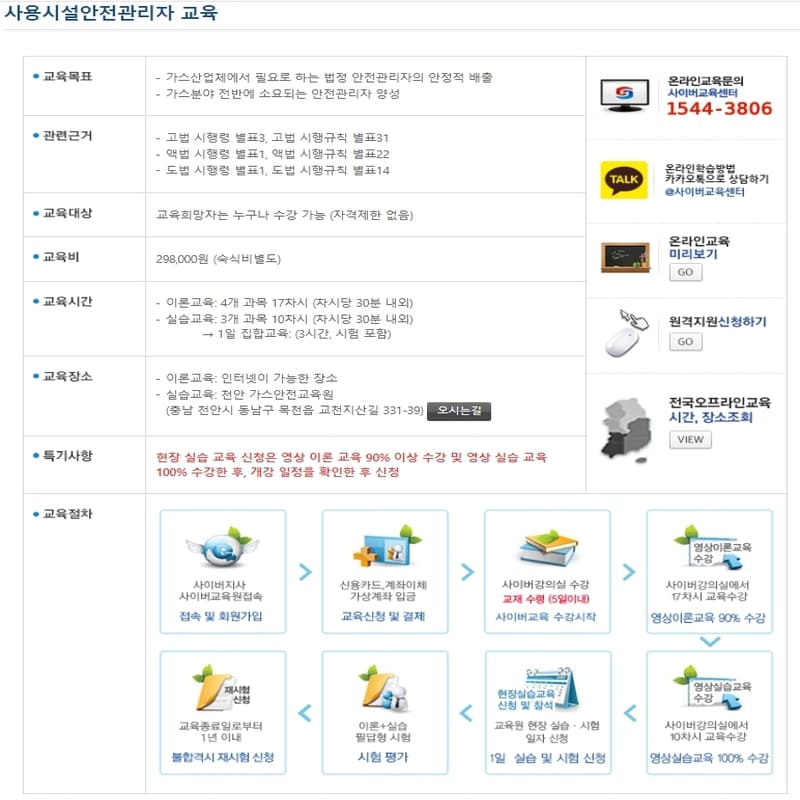 사용시설안전관리자 교육비