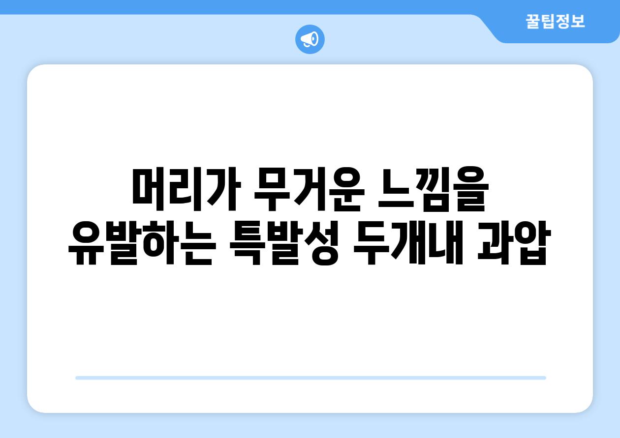 머리가 무거운 느낌을 유발하는 특발성 두개내 과압