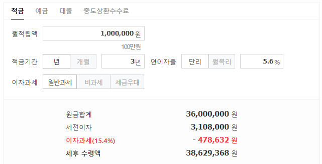 동작신협 e파란 적금 이자 계산