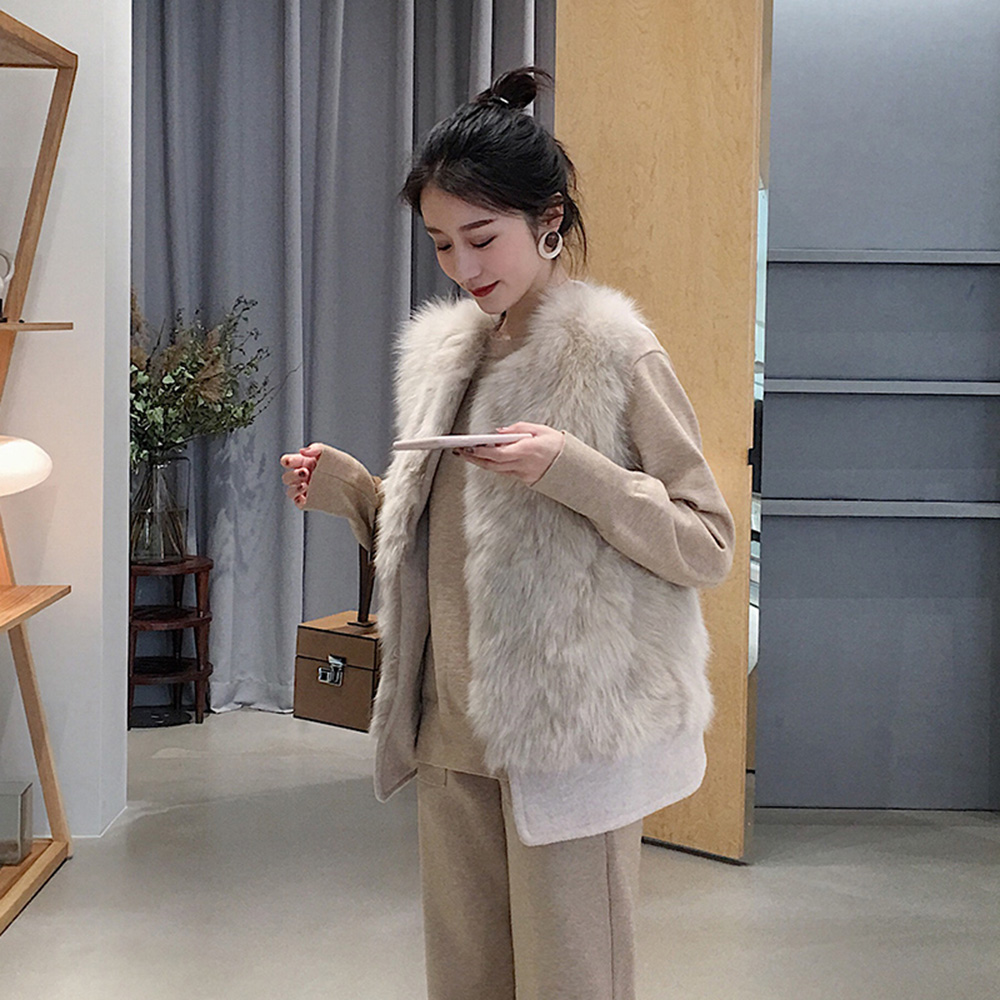 퍼 폭스퍼베스트 토끼털 인조밍크조끼 롱퍼