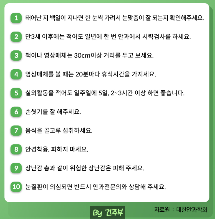연령별 눈 건강 관리법
(글 그림 : 건주부, 그림 출처 : Canva)