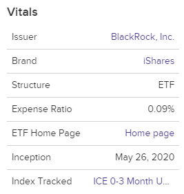 sgov etf 주요 정보