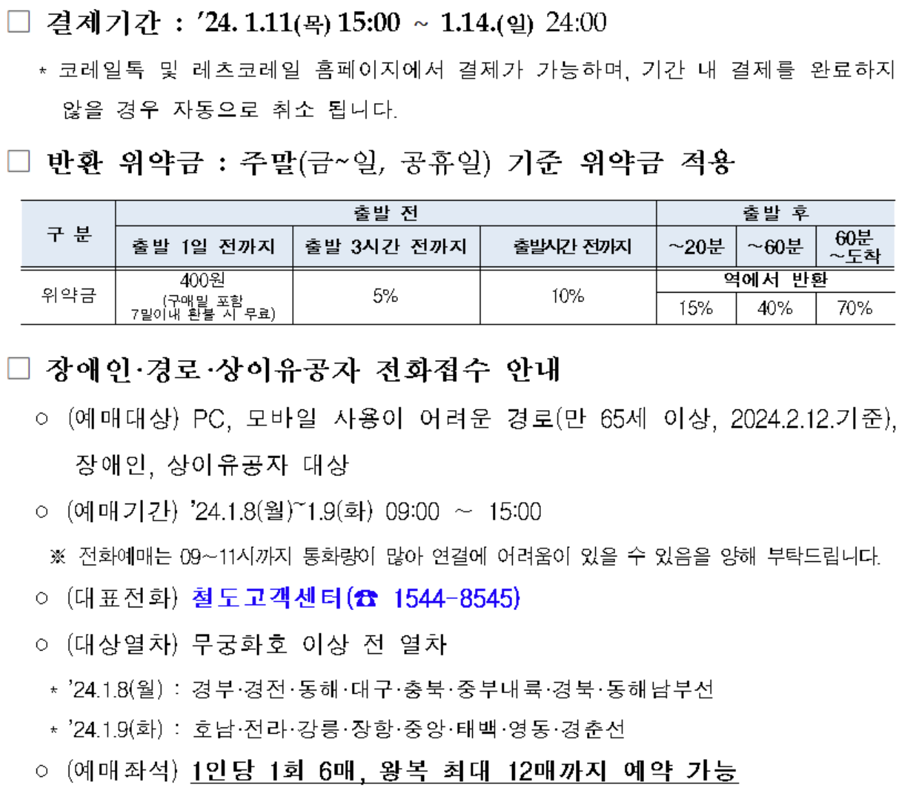 2025 설 기차표