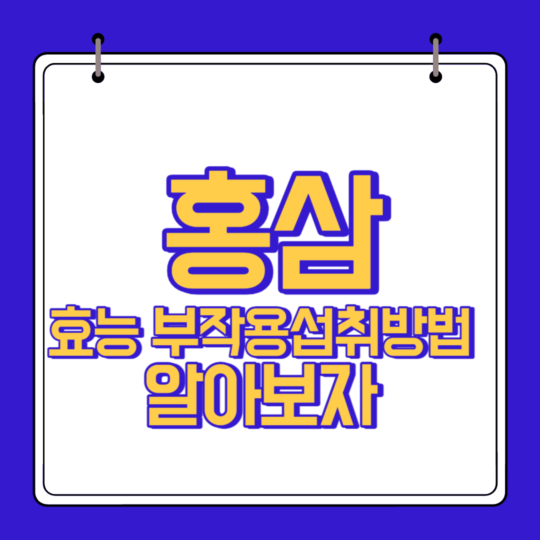  홍삼 효능 부작용 알고 섭취 하자