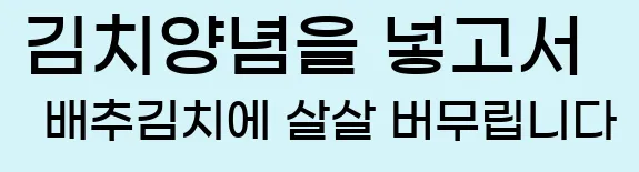  김치양념을 넣고서 배추김치에 살살 버무립니다