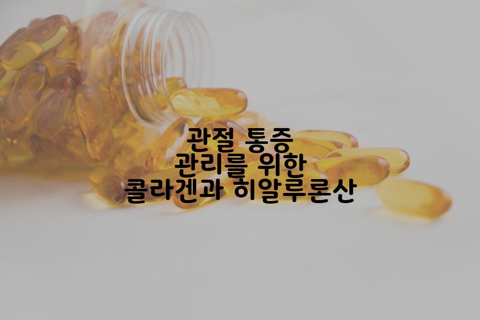 관절 통증 관리를 위한 콜라겐과 히알루론산